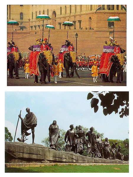 Republic Day Parade and Dandi March Led by Mahatma Gandhi in Delhi  - (Set of Two)