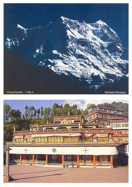 Chaukhamba Peak, Uttarakhand and Rumtek Monastery, Sikkim - Set of 2 Postcards