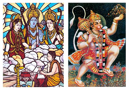 Ram, Lakshman, Sita and Hanuman - Set of 2 Postcards