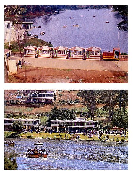 Mini Train and Lake View, Ooty - Set of 2 Postcards