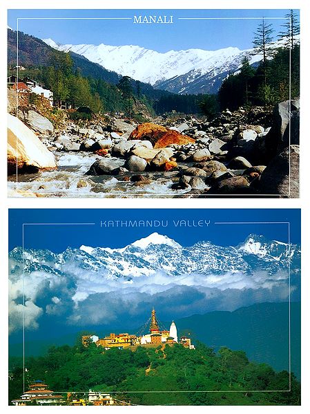Manali, India and Kathmandu, Nepal - Set of 2 Postcards