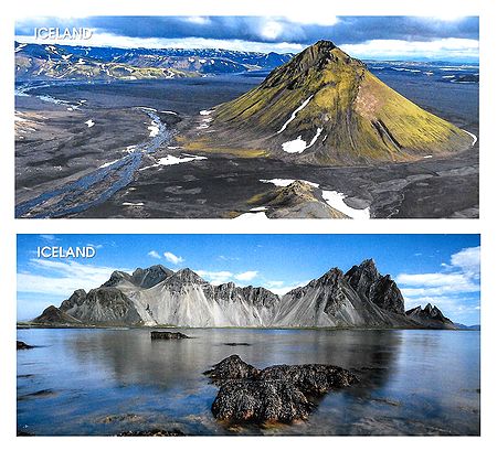 Myrdalsjokull Glacier, View from Stokksnes, Iceland - Set of 2 Postcards
