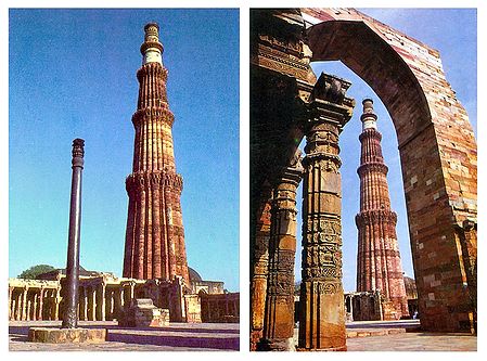 Qutab Minar at New Delhi - Set of 2 Postcards