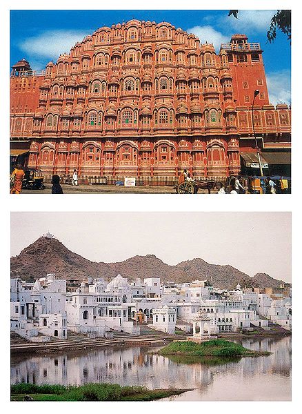 Hawa Mahal and Pushkar in Rajasthan - Set of 2 Postcards