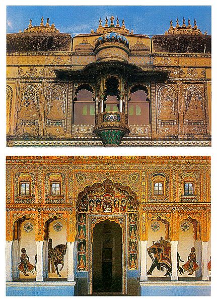 City Palace in Udaipur and Shekhawati in Rajasthan - Set of 2 Postcards