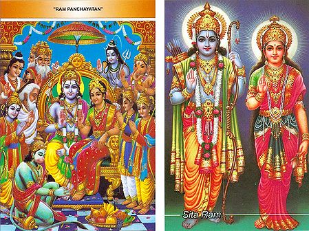 Ram Darbar and Rama, Sita - Set of 2 Postcards