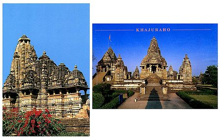 Kandariya Mahadev Temple and Lakshmana Temple in Khajuraho - Set of 2 Postcards