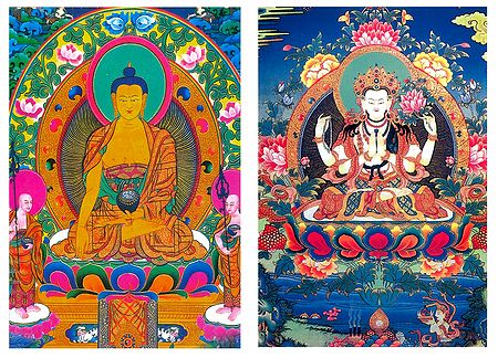 Sakyemune Buddha and Chenrezie - Set of 2 Postcards