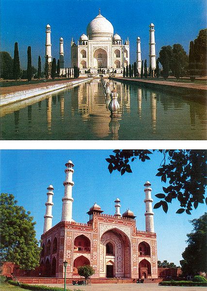 Taj Mahal and Sikandra, the Mausoleum of Akbar in Agra - (Set of Two)