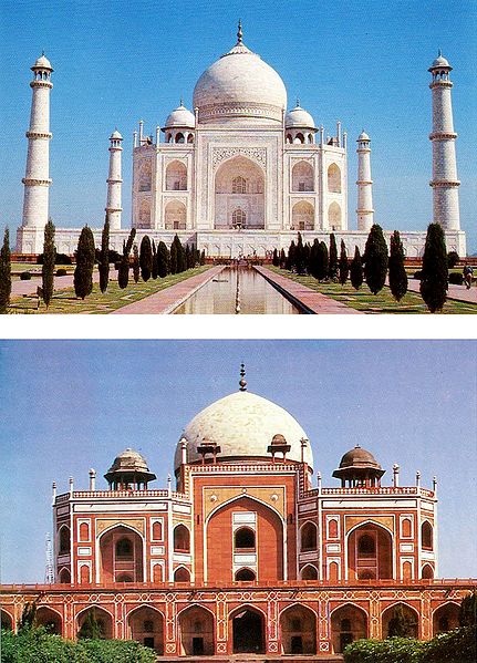 Taj Mahal, Agra and Humayun's Tomb, Delhi - Set of 2 Postcards