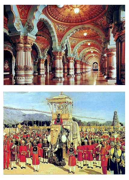 Mysore Palace and Dussehra Procession - Set of 2 Postcards