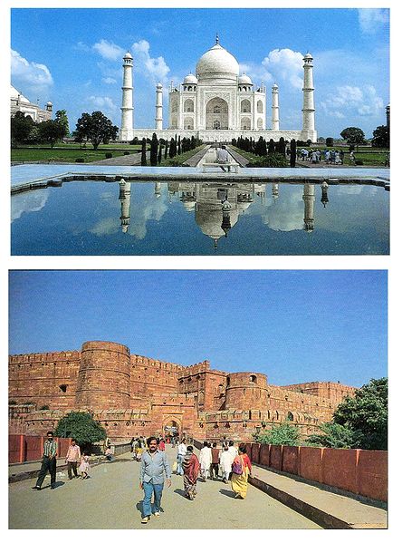 Taj Mahal and Agra Fort  - Set of 2 Postcards