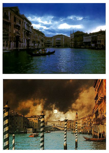 Venice Canal Sunset Landscape, Italy - Set of 2 Postcards