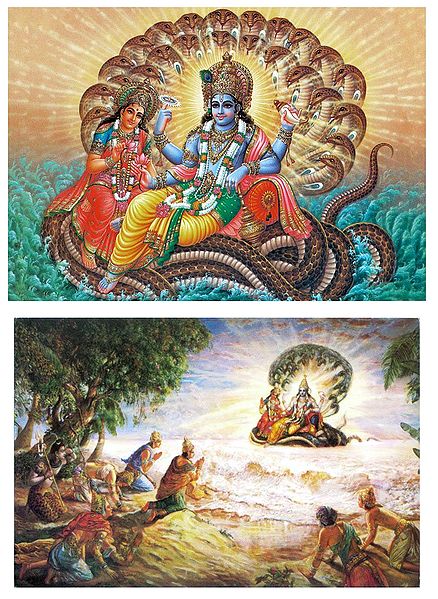 Vishnu with Lakshmi - Set of 2 Postcards