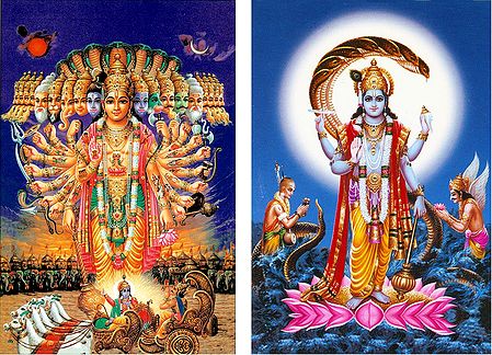 Vishvaroop Darshan and Vishnu - (Set of Two Postcards)