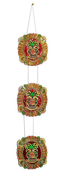 Pair of Paper Chandmala with Kalash Painting - Accessory to Hang from the Deity's Hands