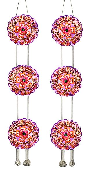 Pair of Mauve Paper Chandmala - Accessory to Hang from the Deity's Hands