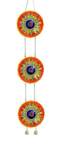 Saffron Paper Chandmala with Om - Accessory to Hang from the Deity's Hands
