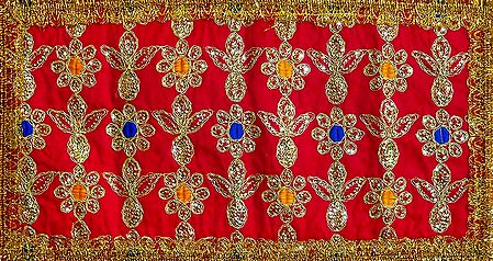 Red Art Silk Matarani Chunni with Sequin and Golden Zari