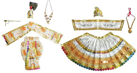White Dresses and Accessories for 9.5 Inches Radha Krishna Idols
