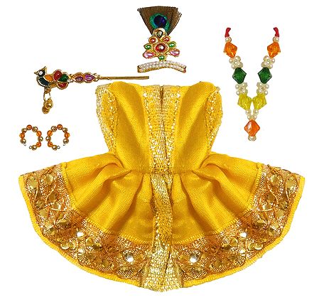 Yellow Dress and Accessories for 2 Inches Bal Gopal Idols