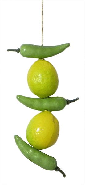 Lemon and Green  chillies - Remover of Bad Omen