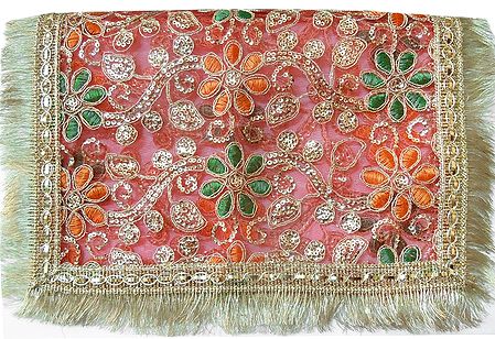 Embroidered Red Chunni with Zari and Sequin Work for Matarani