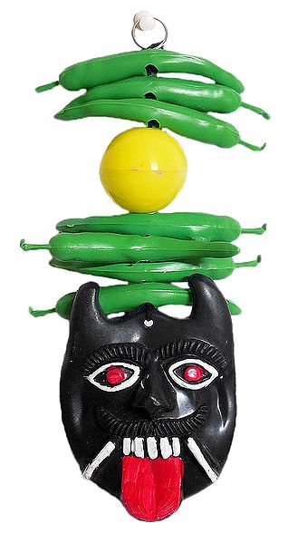 Acrylic Lemon and Green  Chillies with Mask - Remover of Bad Omen