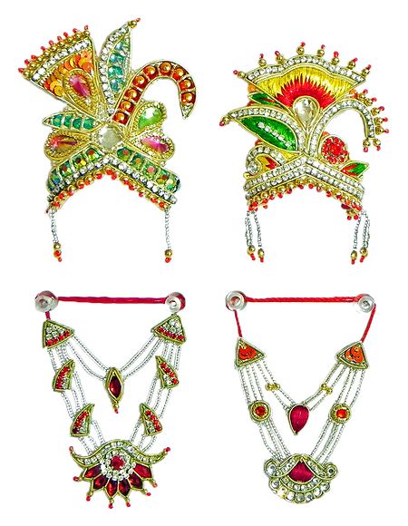 Crowns and Necklaces for 10 inches Radha Krishna