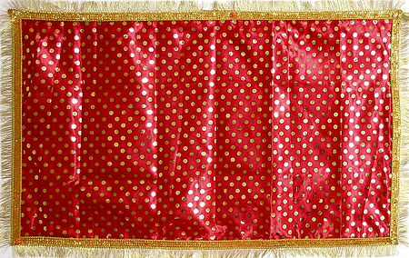 Red with Golden Dot Art Silk Matarani Chunni
