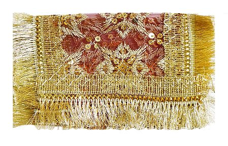 Red Net Chunni with Golden Zari Embroidery for Matarani