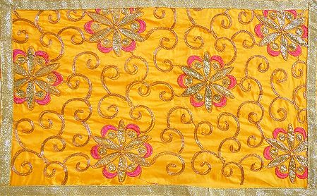 Embroidered Yellow Matarani Chunni with Sequin and Golden Zari Work