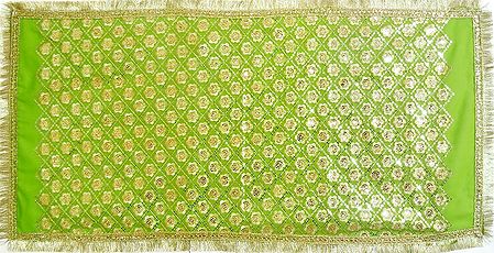Green Art Silk Matarani Chunni with Sequin and Golden Zari Work
