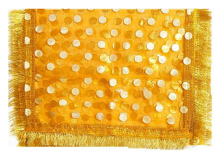 Yellow Net Chunni with Golden Boota for Matarani