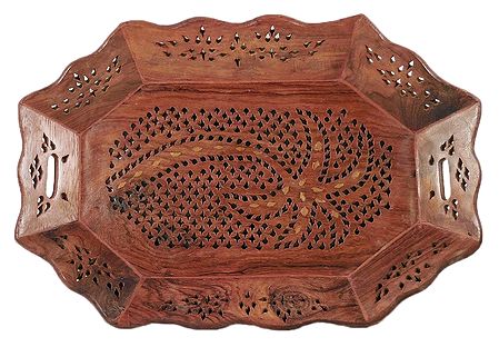 Wood Carved Puja Tray