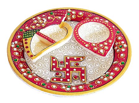 Marble Plate with Ritual Accessories