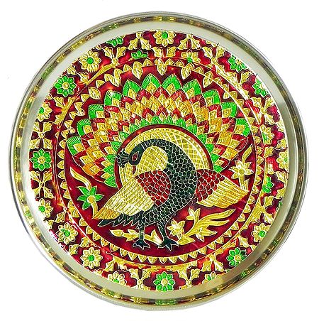 Meenakari Ritual Thali with Peacock