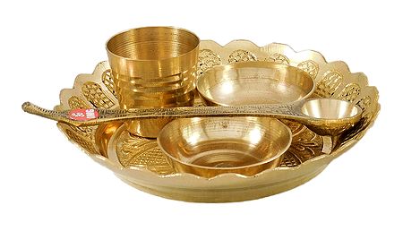 Brass Plate with Ritual Accessories