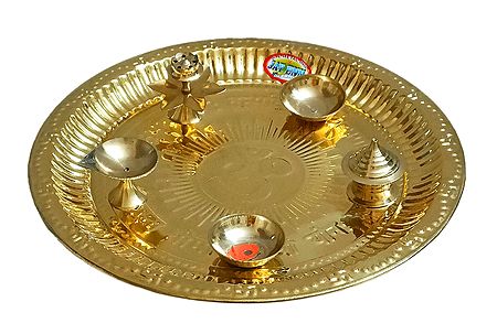 Brass Puja Thali with Ritual Accessories
