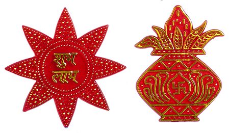Acrylic Sticker Kalash and Shubh Labh on Star