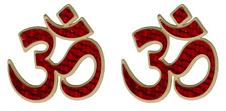 Pair of Red Acrylic Om Sticker