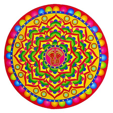 Colorful Alpana on Sticker Rangoli