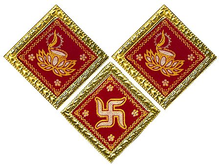 Diya and Swastika Velvet Paper Sticker