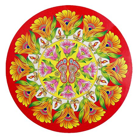 Charan and Flower Print on Sticker Rangoli