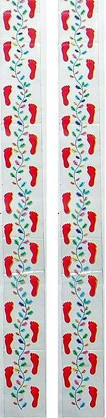 Set of Two Colorful Sticker Charan Prints on Transparent Sheet