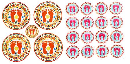 Set of Two Colorful Sticker Charan Print on Transparent Sheet