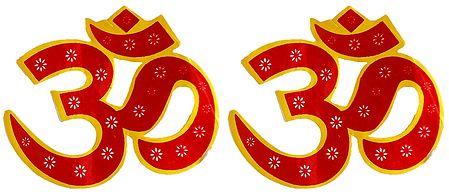 Pair of Paper Om Sticker - Hindu Symbol