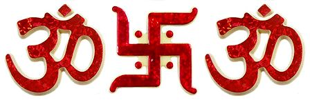 Red Acrylic Om and Swastik (Auspicious Hindu Symbols)