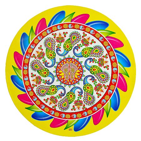 Peacock Design on Sticker Rangoli