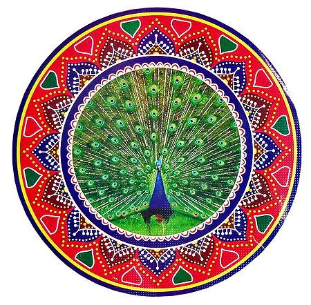Peacock Print on Sticker Rangoli